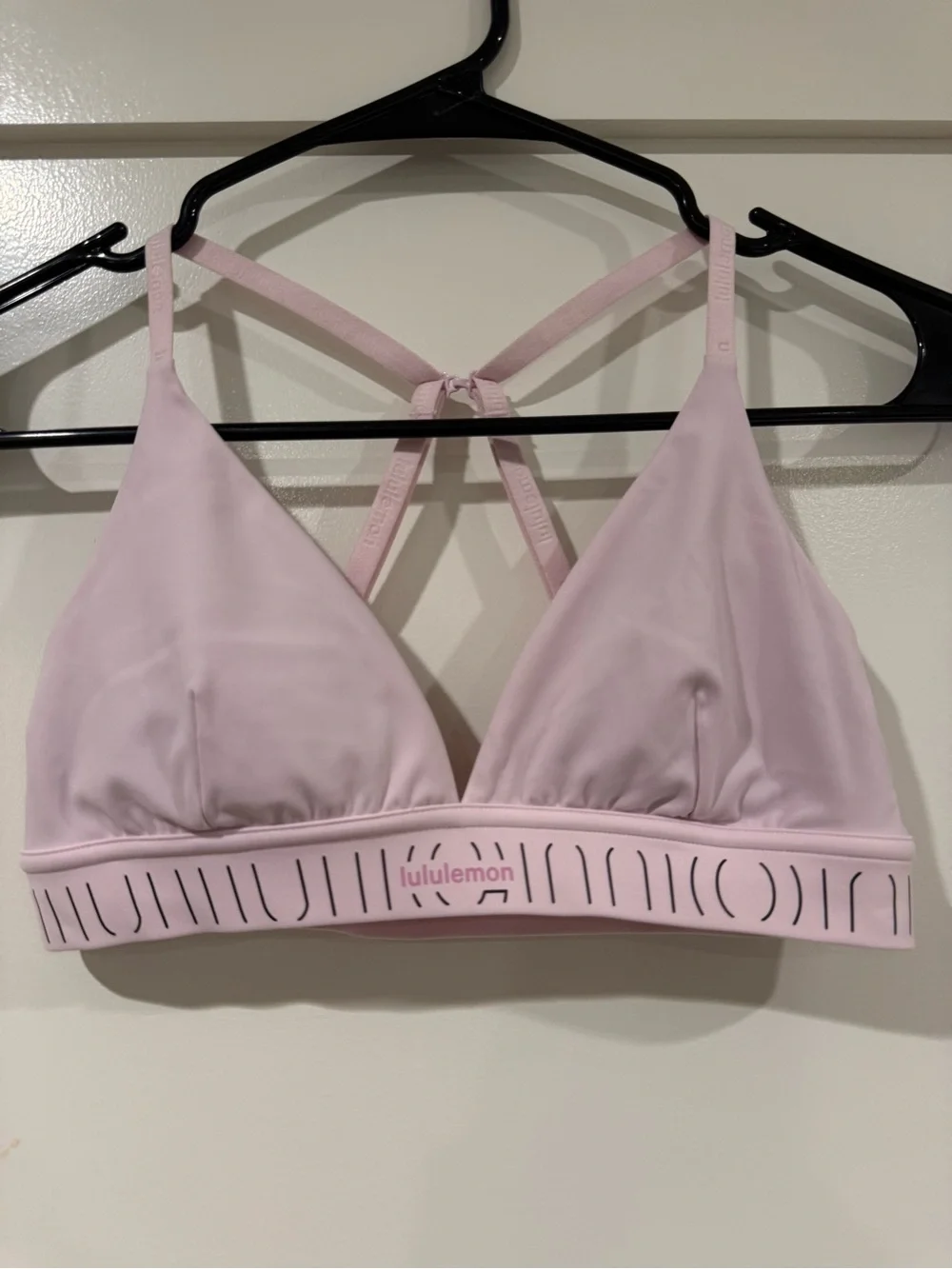 lululemon pale pink strappy triangle sports bra